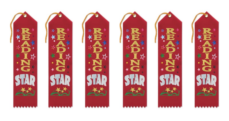 Beistle Reading Star Award Ribbons, 2 by 8-Inch, 6-Pack - Image 1